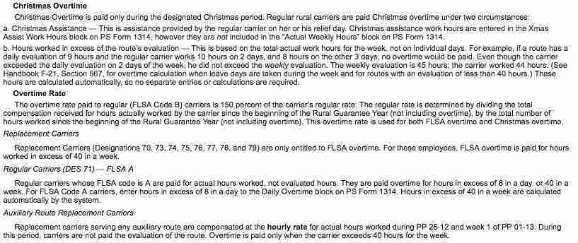 Regular Rural Carrier Pay Chart