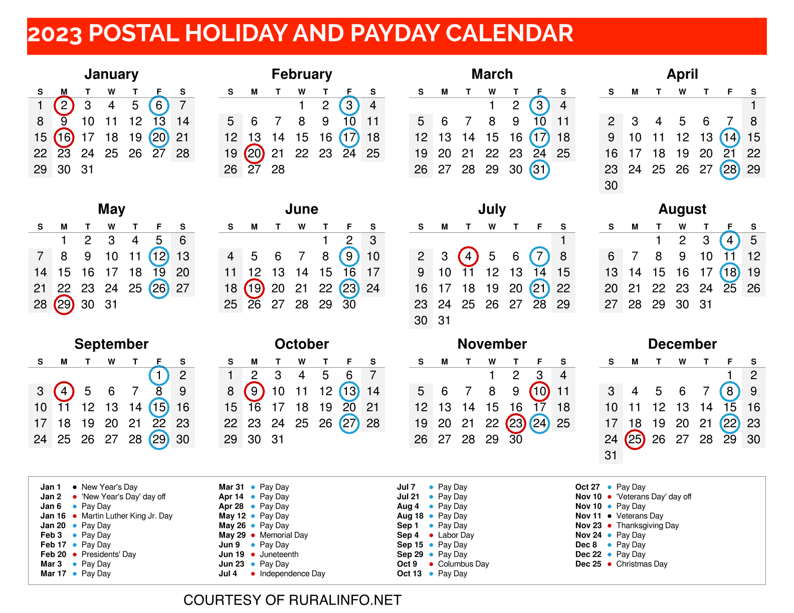 Anyone Have A 2023 Printable Postal Calendar Rural Mail Talk