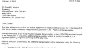 Update to the language covering additional compensation when a significant amount of DPS letter mail has to be cased